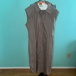Sleeveless Brown Shirt Dress